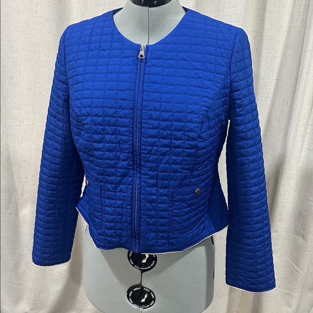 Chico's Vibrant Blue Quilted Puffer Jacket size 1 medium